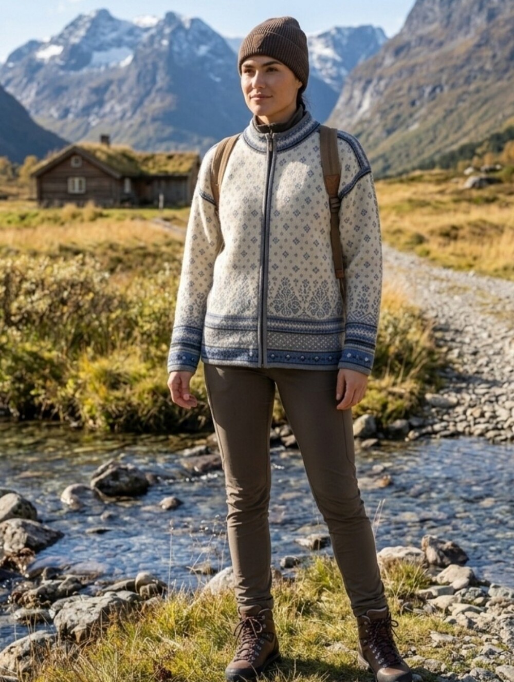 Dale of Norway Wool Full-Zip Cardigan Sweater - Nordic Pattern